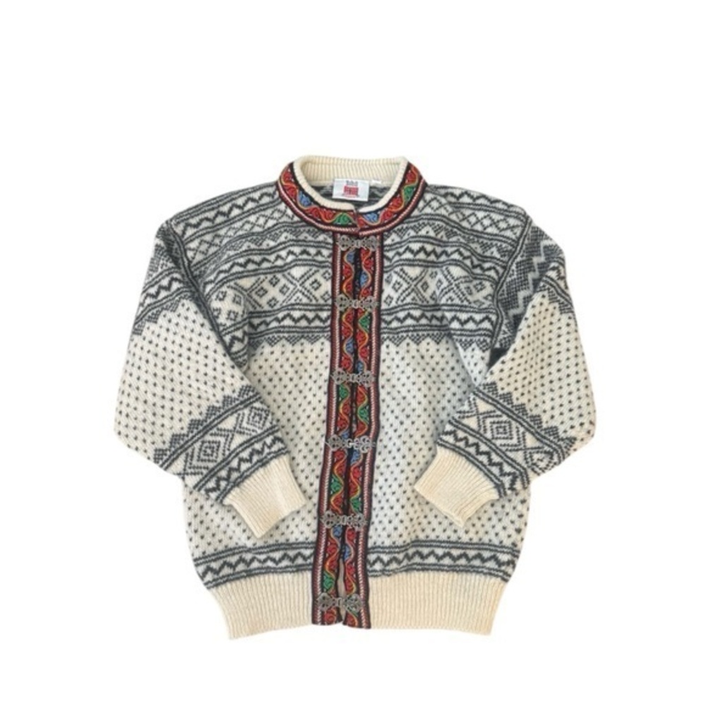 Valhall Norway Vintage Pure Wool Fair Isle Nordic Olympics 1994 Sweater Cardigan